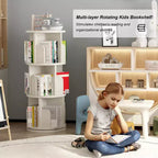Libreria Girevole, Libreria a 3 Livelli, Scaffale Girevole Angolare per Piccoli Spazi, Organizzatore per Libreria Girevole in Legno per Camera da Letto, Soggiorno