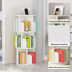 Libreria Girevole, Libreria a 3 Livelli, Scaffale Girevole Angolare per Piccoli Spazi, Organizzatore per Libreria Girevole in Legno per Camera da Letto, Soggiorno