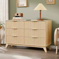 VINGLI Fluted Dresser 6 Drawer, Wood Dresser for Bedroom with Rounded Edges