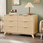 VINGLI Fluted Dresser 6 Drawer, Wood Dresser for Bedroom with Rounded Edges