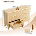 Cassettiera a 6 cassetti scanalata VINGLI, Cassettiera in legno per camera da letto con bordi arrotondati