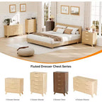 Cassettiera a 6 cassetti scanalata VINGLI, Cassettiera in legno per camera da letto con bordi arrotondati