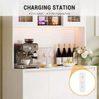 Mobile dispensa da cucina alto 71 pollici con ante e ripiani regolabili, madia da cucina con ripiano per microonde, luci a LED e stazione di ricarica