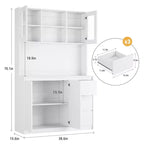 Mobile dispensa da cucina alto 71 pollici con ante e ripiani regolabili, madia da cucina con ripiano per microonde, luci a LED e stazione di ricarica