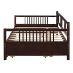 Divano Letto in Legno Massello con Letto Estraibile, Struttura Divano Letto Allungabile in Legno Massello con Letto Estraibile a Scomparsa