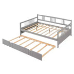 Divano Letto in Legno Massello con Letto Estraibile, Struttura Divano Letto Allungabile in Legno Massello con Letto Estraibile a Scomparsa