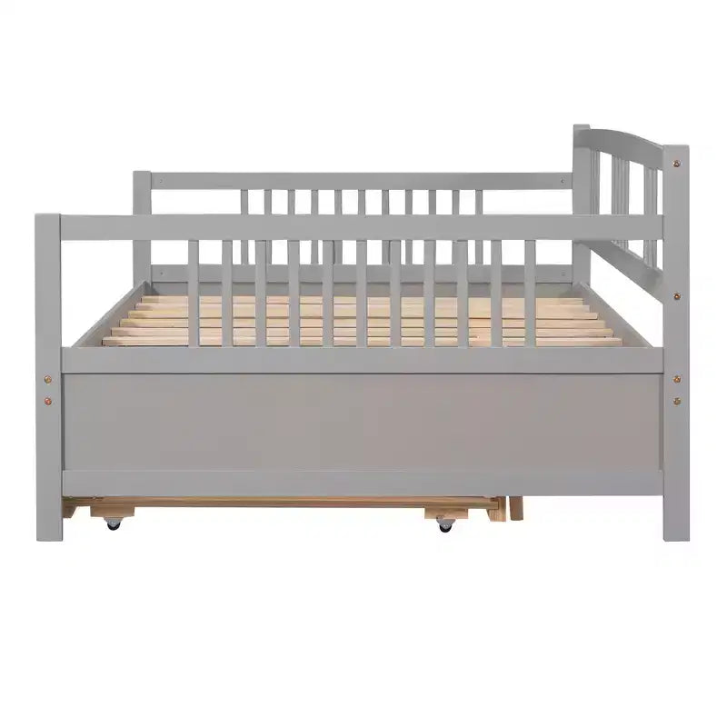 Divano Letto in Legno Massello con Letto Estraibile, Struttura Divano Letto Allungabile in Legno Massello con Letto Estraibile a Scomparsa