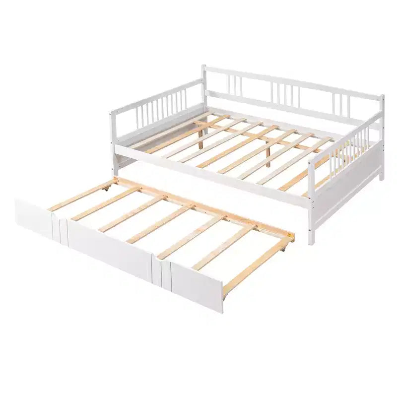 Divano Letto in Legno Massello con Letto Estraibile, Struttura Divano Letto Allungabile in Legno Massello con Letto Estraibile a Scomparsa
