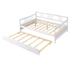 Divano Letto in Legno Massello con Letto Estraibile, Struttura Divano Letto Allungabile in Legno Massello con Letto Estraibile a Scomparsa