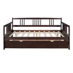 Divano Letto in Legno Massello con Letto Estraibile, Struttura Divano Letto Allungabile in Legno Massello con Letto Estraibile a Scomparsa