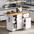 Okak Modrn Kitchen Island with Drop Leaf & Storage Rack &Drawers,Rolling Kitchen Cart with Wheels,Storage Cabinet Folding Dining Table