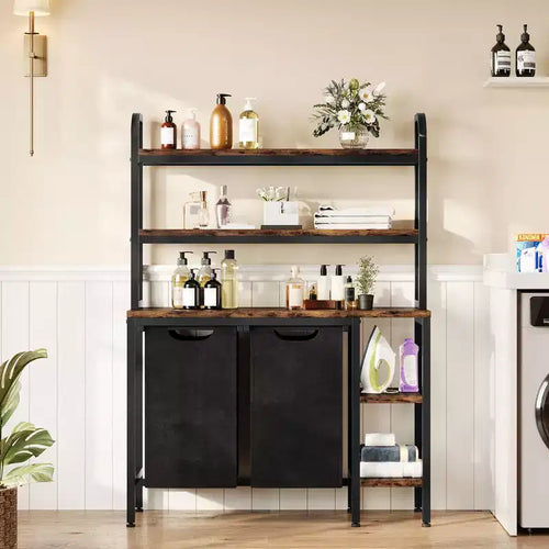 2 Section Laundry Basket ,3 Tiers Laundry Sorter with Pull-Out and Removable Bags for Bathroom Bedroom