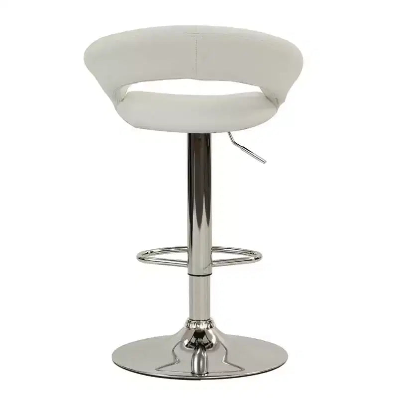 HomeStock Height Adjustable 35 Set di 2 Sgabelli da Bar in Similpelle Bianchi