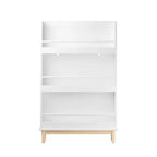 Whisen Scaffale per Bambini da Parete con 3 Ripiani Espositivi Frontali, Moderna Libreria Bianca con Base in Legno Naturale - Bianco
