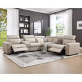 AMERLIFE 128 Power Reclining Sofa, Electric Recliner Sectional with Console & Dual Recliners, Oversized Sofa for Living Room, Beige Brown Leathaire