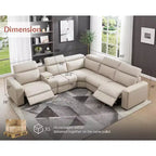 AMERLIFE 128 Divano Reclinabile Elettrico, Sezionale Reclinabile Elettrico con Consolle e Doppi Recliner, Divano Oversize per Soggiorno, Leathaire Marrone Beige