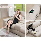AMERLIFE 128 Divano Reclinabile Elettrico, Sezionale Reclinabile Elettrico con Consolle e Doppi Recliner, Divano Oversize per Soggiorno, Leathaire Marrone Beige
