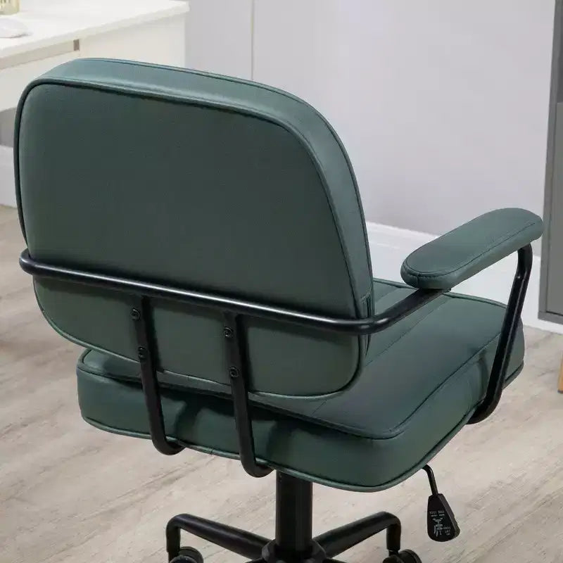 Homy Casa Sedia da ufficio regolabile in PU con braccioli e base girevole a 360°, verde