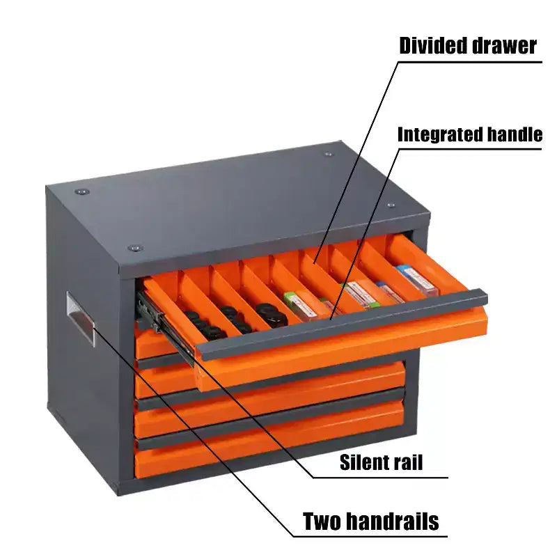 Mobiletto dispenser punte da trapano, mobiletto porta fresa a 5 cassetti, mobiletto organizer punte da trapano a 40 scomparti