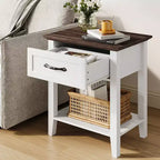 Comodino, tavolino versatile per camera da letto, comodino in legno con 1 cassetto e ripiano aperto, ufficio, divano, divanetto, piccoli spazi