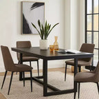 Tavolo da pranzo Royal Hampton, piano rettangolare da 180 cm, gambe a cavalletto, nero moderno