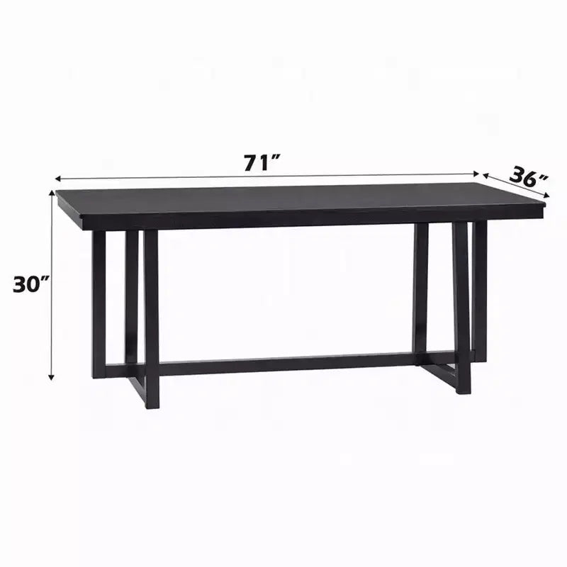 Tavolo da pranzo Royal Hampton, piano rettangolare da 180 cm, gambe a cavalletto, nero moderno
