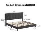 Struttura Letto Matrimoniale King Size Regolabile con Testiera Imbottita in Lino, Letto a Piattaforma Robusto con Doghe in Legno, Nessuna Rete a Molle Necessaria, Base Materasso Inclusa