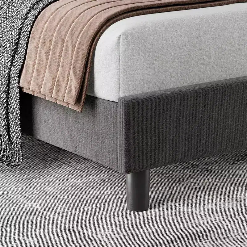 Struttura Letto Matrimoniale King Size Regolabile con Testiera Imbottita in Lino, Letto a Piattaforma Robusto con Doghe in Legno, Nessuna Rete a Molle Necessaria, Base Materasso Inclusa