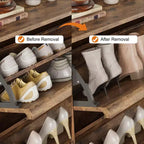Scarpiera a cassetti a ribalta con ripiani in legno regolabili, ideale per ingressi, corridoi e salotti come soluzione nascosta per riporre le scarpe.