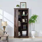 Mobile Contenitore Indipendente per Sala da Pranzo, Credenza con Ante a Granaio, Ripiani Aperti e Nascosti, Hardware di Qualità, Mobile Bar per Vini