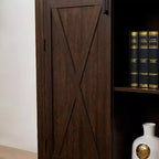 Mobile Contenitore Indipendente per Sala da Pranzo, Credenza con Ante a Granaio, Ripiani Aperti e Nascosti, Hardware di Qualità, Mobile Bar per Vini