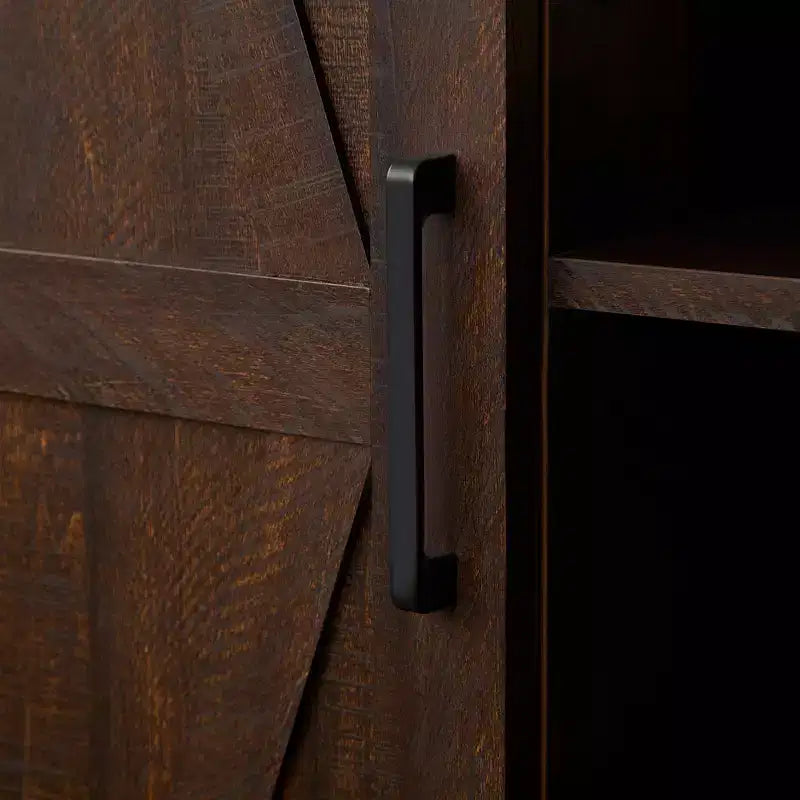 Mobile Contenitore Indipendente per Sala da Pranzo, Credenza con Ante a Granaio, Ripiani Aperti e Nascosti, Hardware di Qualità, Mobile Bar per Vini
