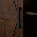 Mobile Contenitore Indipendente per Sala da Pranzo, Credenza con Ante a Granaio, Ripiani Aperti e Nascosti, Hardware di Qualità, Mobile Bar per Vini