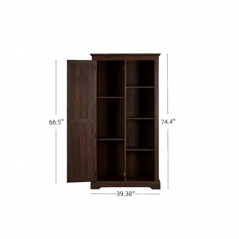 Mobile Contenitore Indipendente per Sala da Pranzo, Credenza con Ante a Granaio, Ripiani Aperti e Nascosti, Hardware di Qualità, Mobile Bar per Vini