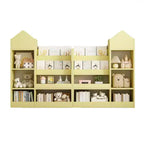 Libreria in legno per bambini con organizer, scaffale con 6 scomparti, 2 cesti e contenitori