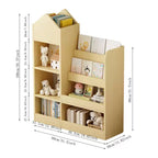 Libreria in legno per bambini con organizer, scaffale con 6 scomparti, 2 cesti e contenitori