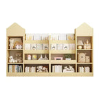 Libreria in legno per bambini con organizer, scaffale con 6 scomparti, 2 cesti e contenitori