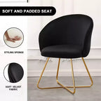 Sedia da toeletta in velluto Furniliving con schienale, sedia moderna di design per toeletta, sgabello imbottito per trucco per camera da letto, soggiorno, spogliatoio