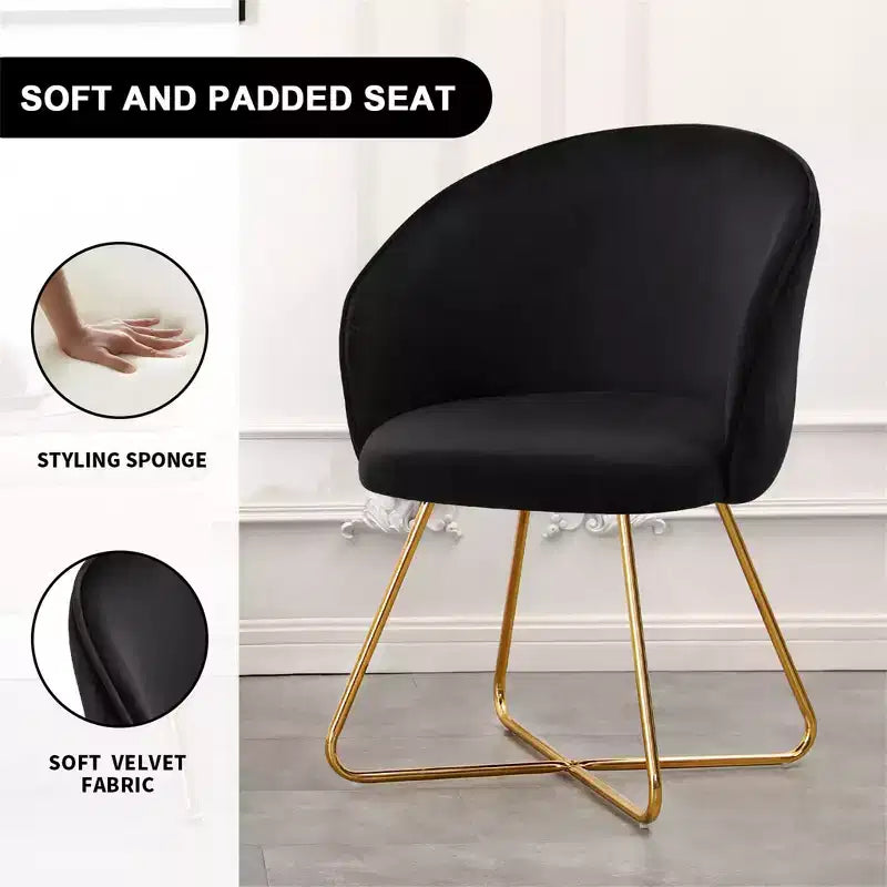 Sedia da toeletta in velluto Furniliving con schienale, sedia moderna di design per toeletta, sgabello imbottito per trucco per camera da letto, soggiorno, spogliatoio