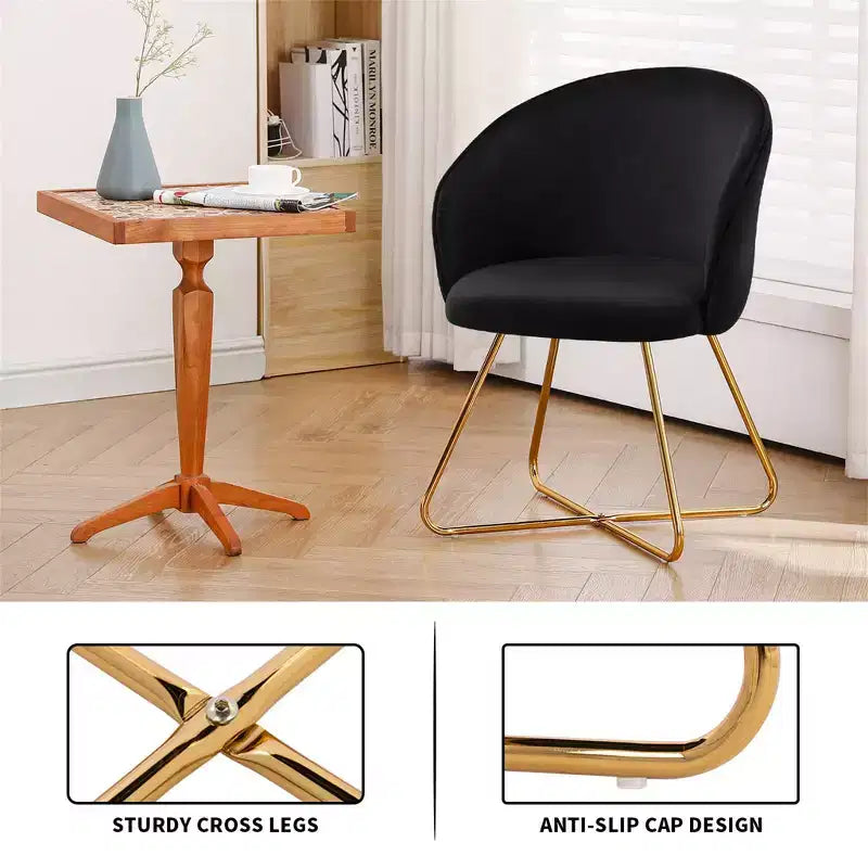 Sedia da toeletta in velluto Furniliving con schienale, sedia moderna di design per toeletta, sgabello imbottito per trucco per camera da letto, soggiorno, spogliatoio