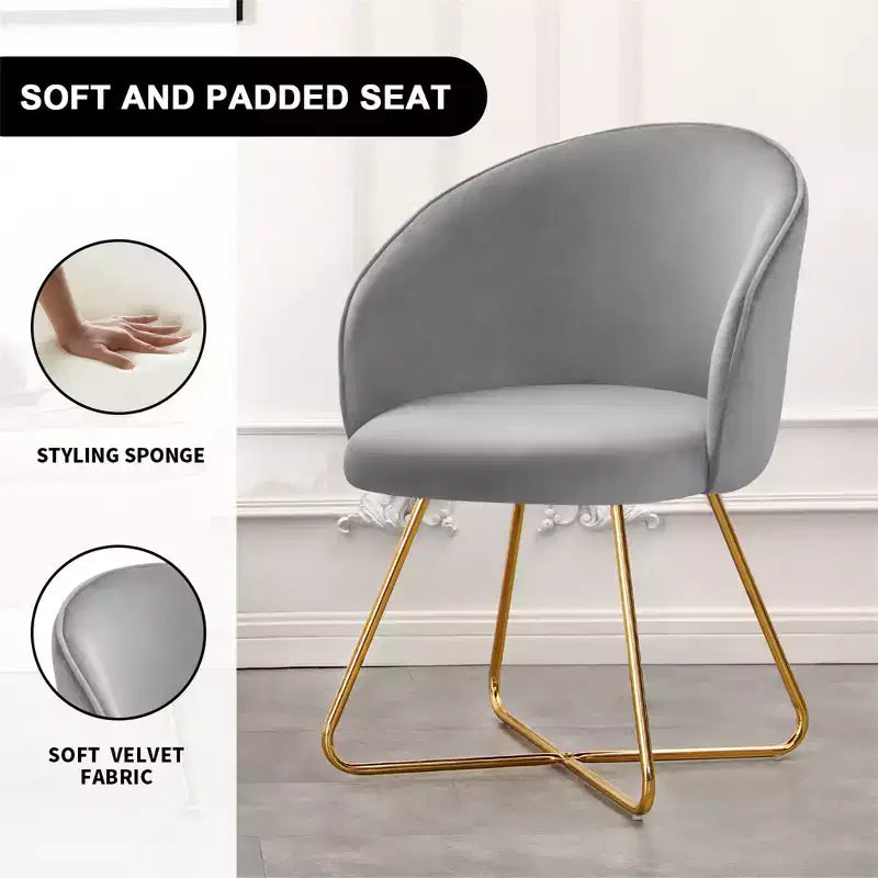 Sedia da toeletta in velluto Furniliving con schienale, sedia moderna di design per toeletta, sgabello imbottito per trucco per camera da letto, soggiorno, spogliatoio