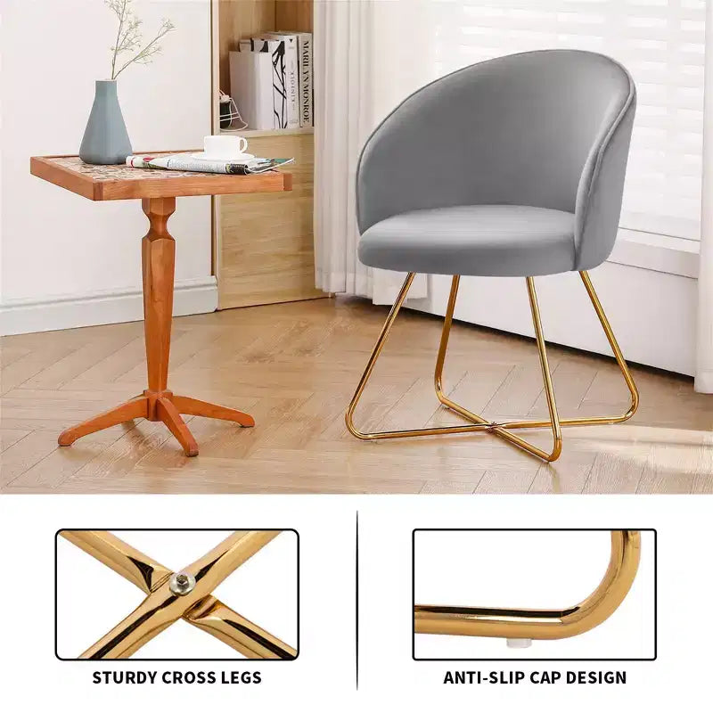 Sedia da toeletta in velluto Furniliving con schienale, sedia moderna di design per toeletta, sgabello imbottito per trucco per camera da letto, soggiorno, spogliatoio