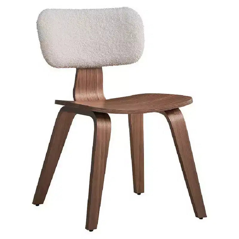Set di 2 sedie da pranzo Royal Hampton da 22 pollici, curve, in bouclé bianco, marrone noce