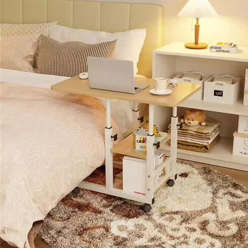 COZONY Adjustable Height C-Table, Mobile Laptop Desk with Wheels, Storage Drawer for Sofa, Living Room, Bedroom