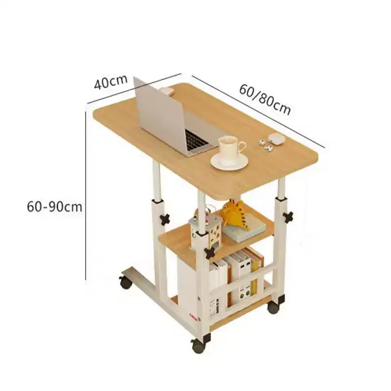 COZONY Tavolino a C con Altezza Regolabile, Scrivania Portatile con Ruote, Cassetto Portaoggetti per Divano, Salotto, Camera da Leto
