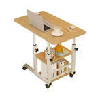 COZONY Tavolino a C con Altezza Regolabile, Scrivania Portatile con Ruote, Cassetto Portaoggetti per Divano, Salotto, Camera da Leto