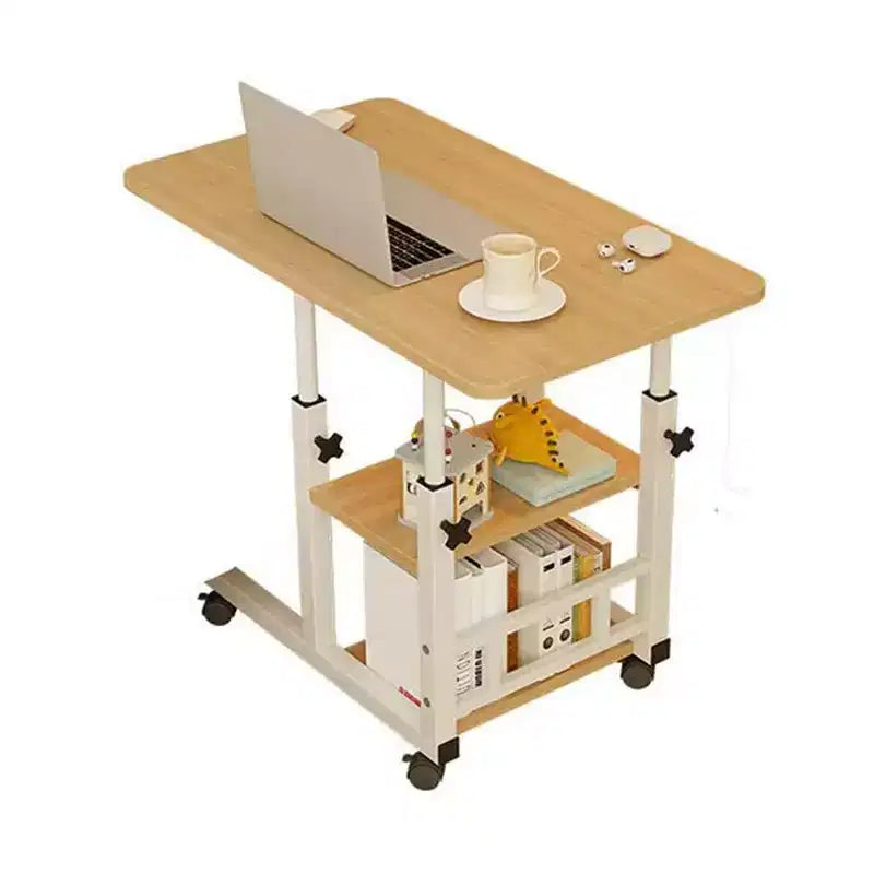 COZONY Tavolino a C con Altezza Regolabile, Scrivania Portatile con Ruote, Cassetto Portaoggetti per Divano, Salotto, Camera da Leto