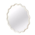 Specchio Decorativo Rotondo Ondulato da 30 Pollici con Cornice in Legno Massello Bianco, Per Camera da Letto, Bagno, Soggiorno, Ingresso