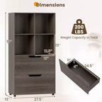 Costway 2 PEZZI Scaffale a 5 Ripiani e 4 Scomparti con 2 Cassetti da 130cm per Soggiorno, Studio, Ufficio Nero/Bianco