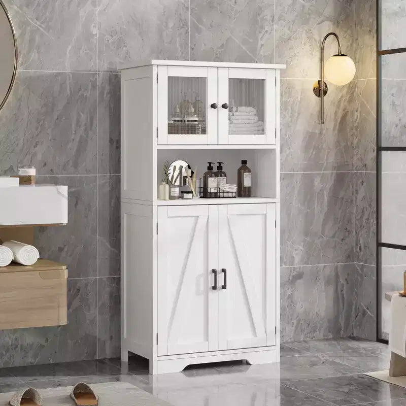 Mobile Contenitore a 4 Ante e 1 Ripiano - Realizzato in MDF e PB | Organizzatore per la Casa Retro